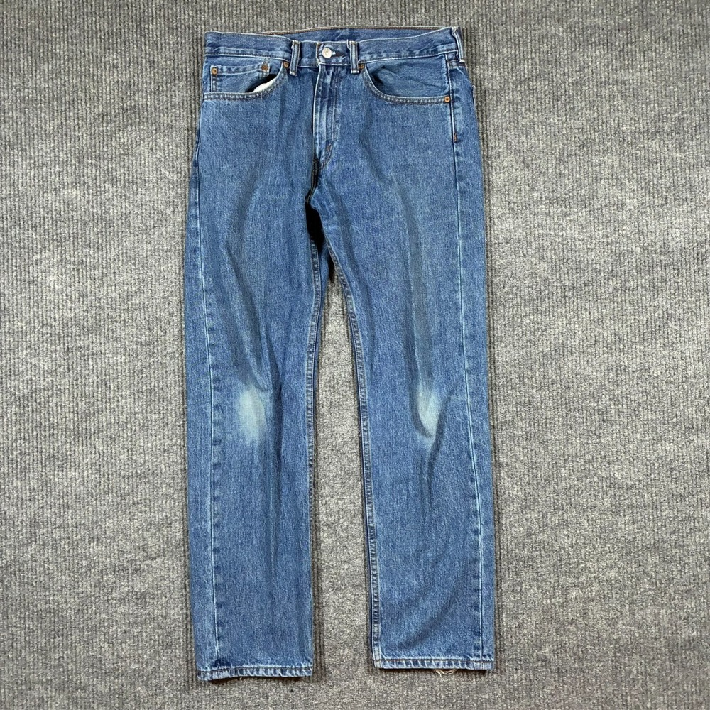 Levis 505 Mens Straight‎ Leg Jeans Size 34x32 Blue Denim 100% Cotton Mid Rise